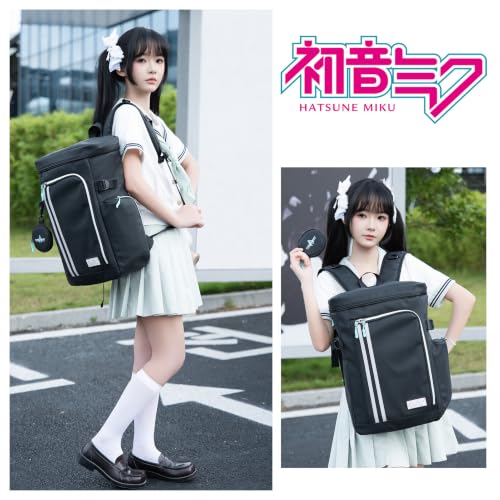 Image of FIREFIRST x Hatsune Miku Backpack-Black,19L-Miku Merch Birthday Gift | Includes a Mini Storage Pouch,Insulated Pockets,Miku Laptop Backpacks for Outdoor,Travel,Concerts,Miku Cosplay