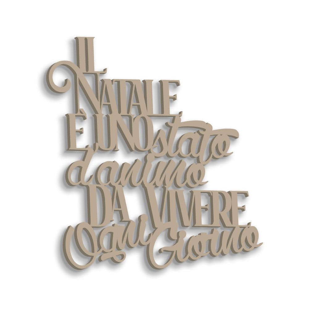 Letras de Madera con Texto en inglés «La Natale è un stato d'animo» – Decoración de Pared navideña para salón, Cocina o Dormitorio