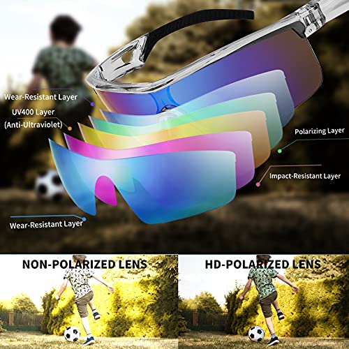Image of FEISEDY Kids Polarized Sports Sunglasses, TR90 UV400 Baseball Cycling
