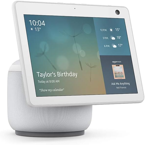 Certified Refurbished Echo Show 10 (3rd generation) | HD smart display with motion and Alexa, Glacier White Fabric