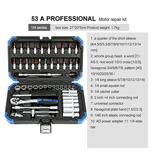 46/53 Pcs Tool Box Car Repair Tools Set Suitable For Motorbike Car Multi-Specification Socket Adjustable Wrench Socket Tool Kit (Color : Gj049-46Pcs) #TOP2