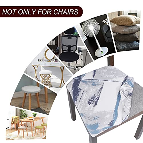 Image of SearchI Seat Covers for Dining Room Chairs Stretch Printed Chair Seat Covers Set of 4, Removable Washable Upholstered Chair Seat Protector Cushion Slipcovers for Kitchen, Office(Blue /White)