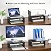 BONTEC Wooden Monitor Stand Riser, 2-Tier Desk Shelf with Storage Organizer, Ergonomic Computer Stand with Cable Management, Cellphone Holder, Black, 16.5 Inch
