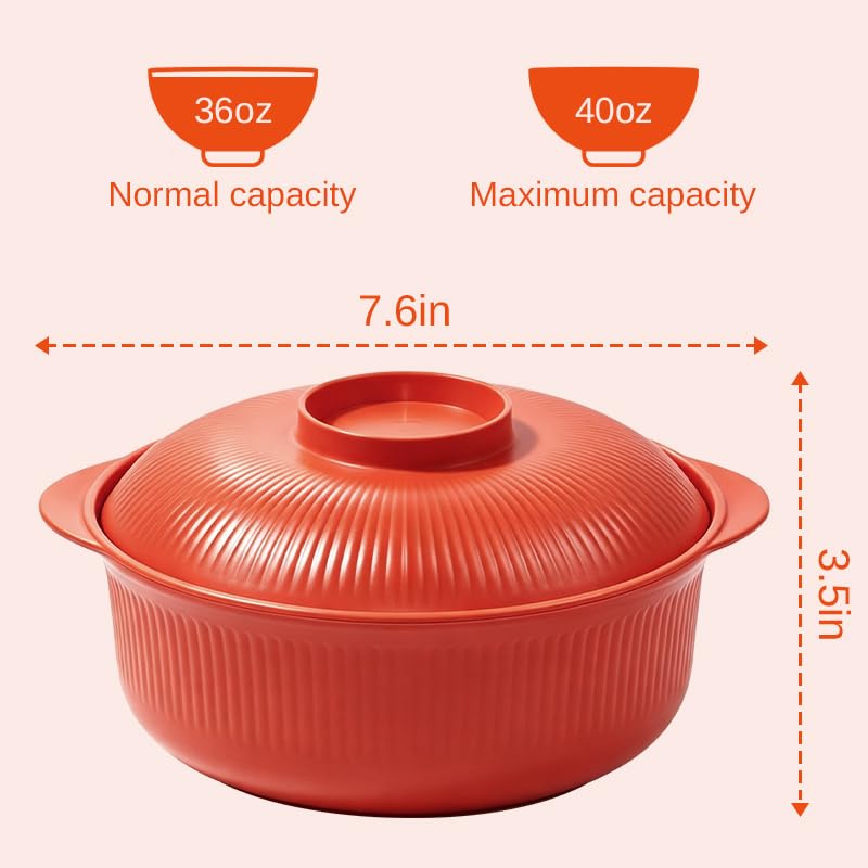 Image of Orange 40oz Cereal Bowls with lid set of 4,Microwave Safe,Family&Camping | Unbreakable,Lightweight,BPA-free Plastic bowls stackable and clean easily in the dishwasher,ideal for soup, kids and travel
