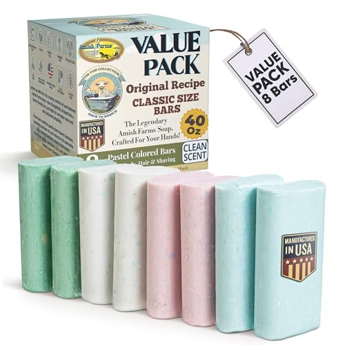 Amish Farms Soap Value Pack– 8 Easy-to-Grip Hydrating Bars (5 oz ...