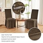 NICEEC Spandex Chair Covers for Dining Chairs Covers Set of 4 Removable Dining Room Chair Covers with Skirt Parson Chair Slipcovers Washable Chair Protector for Kitchen Wedding Party Banquet(Brown) - Image 4