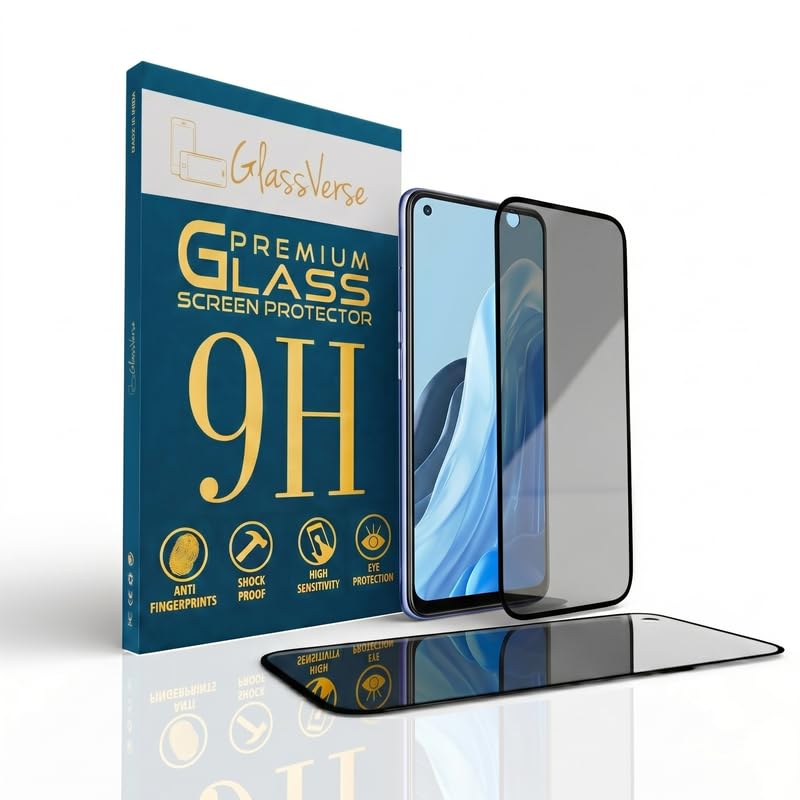 Image of GlassVerse Ultra Privacy Tempered Glass For Oppo Reno 7 5G (Pack Of 2) with Free Installation Kit. (In-Screen FingerPrint Lock will not work with the Privacy Guard because of it's Spy Coating)- 6.43 inch