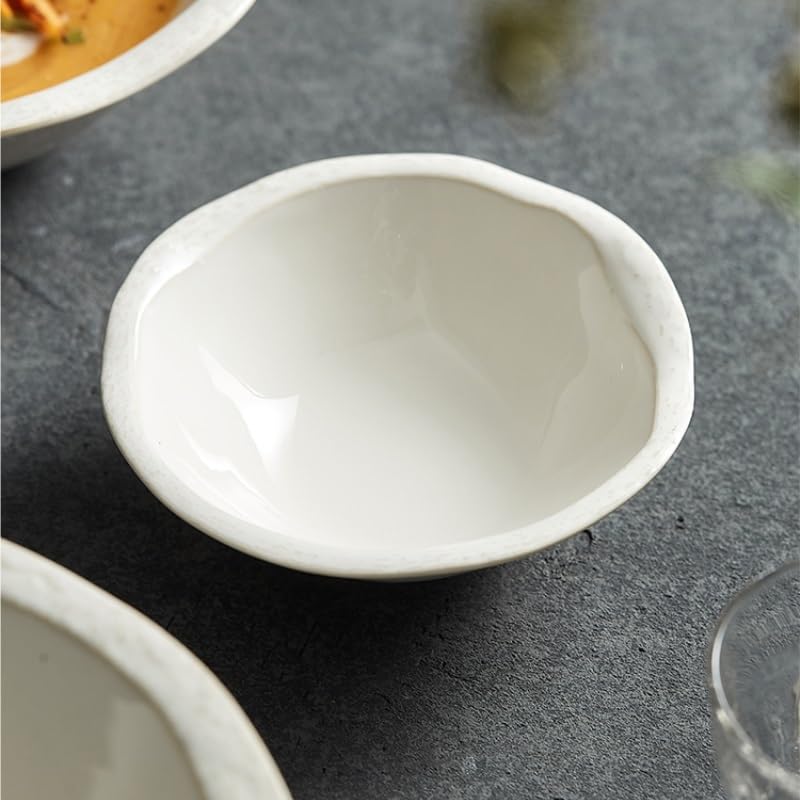 Miski do sałatek, domowa miska na zupę, restauracja, ceramiczna, salaterka, salon, miska na owoce, kuchnia, biała miska, odpowiednia do zupy, płatków, płatków owsianych (L)