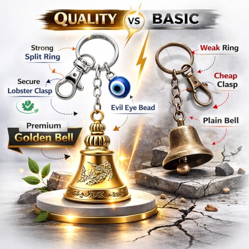 Image of REDLUV Guardian Bell for Bike - Tibetan Lucky Motorcycle Keychain, Biker Protection Charm, Anti-Evil Bell Key Ring, Good Luck Gift for Riders
