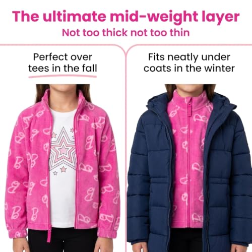 Barbie Little Girls' Fleece Zip-Up Jacket Two Tone Pink 4 - image 7
