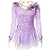 Nnnnydjy Ice Skating Skirt with Stereoscopic Flower Women's Figure Skating Competition Dress Girls Art Gymnastics Leotards,Purple,XXL