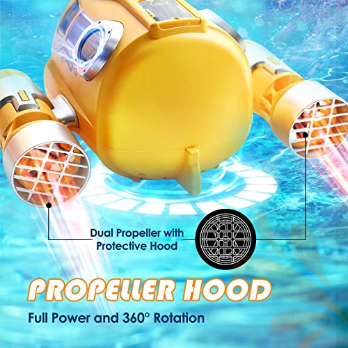 Ejanmilar RC Boat, 2.4GHz One-Key Spary Waterproof Remote Control, 360° Rotation Light Up Submarine Toys, Swimming Pools Bath Water Toys for Toddlers Kids