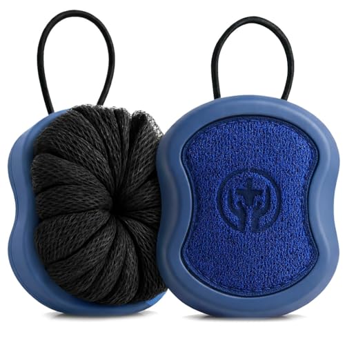 Shower Scrubber for Body 2-in-1 : 2 - Pack High Foaming Body Scrubber Exfoliator for Men, Ergonomic Shower Scrub, Deep Exfoliating Travel Bath Brush Loofah for Women, Durable Skin Wash Tool