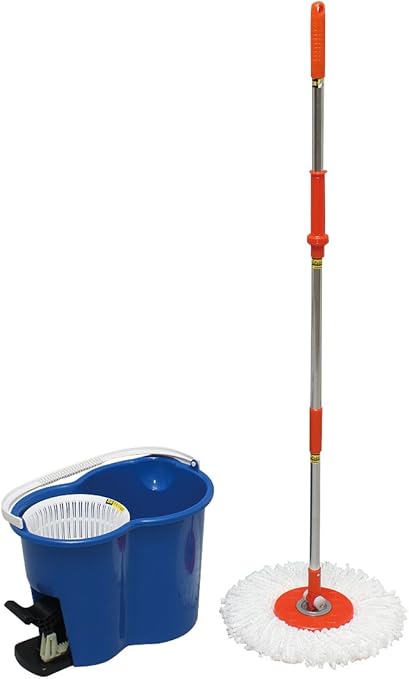 Amazon Co Jp バケツ付き アイリスオーヤマ 回転モップ 手が汚れない 足踏みタイプ ノーマル 楽々 洗浄 脱水 Kmo 450 ホーム キッチン