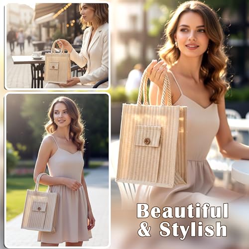 Image of Match Made Eco Friendly Reusable Jute Bag, Yoga Printed Jute Bag, Grocery Shopping Bag, Multi-Purpose Bag, Jute Lunch Bag, Sturdy Handle with Zipper Lock