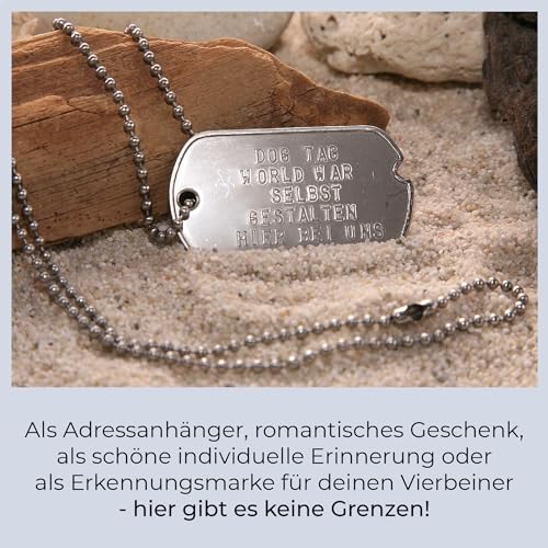 Personalisierte Erkennungsmarke 'World War 2' und eigenem Text | Dog Tag Kette mit Prägung | inkl. Kette & Silencer im Set | Unterschiedliche individuelle Texte und Motive möglich (World War 2)