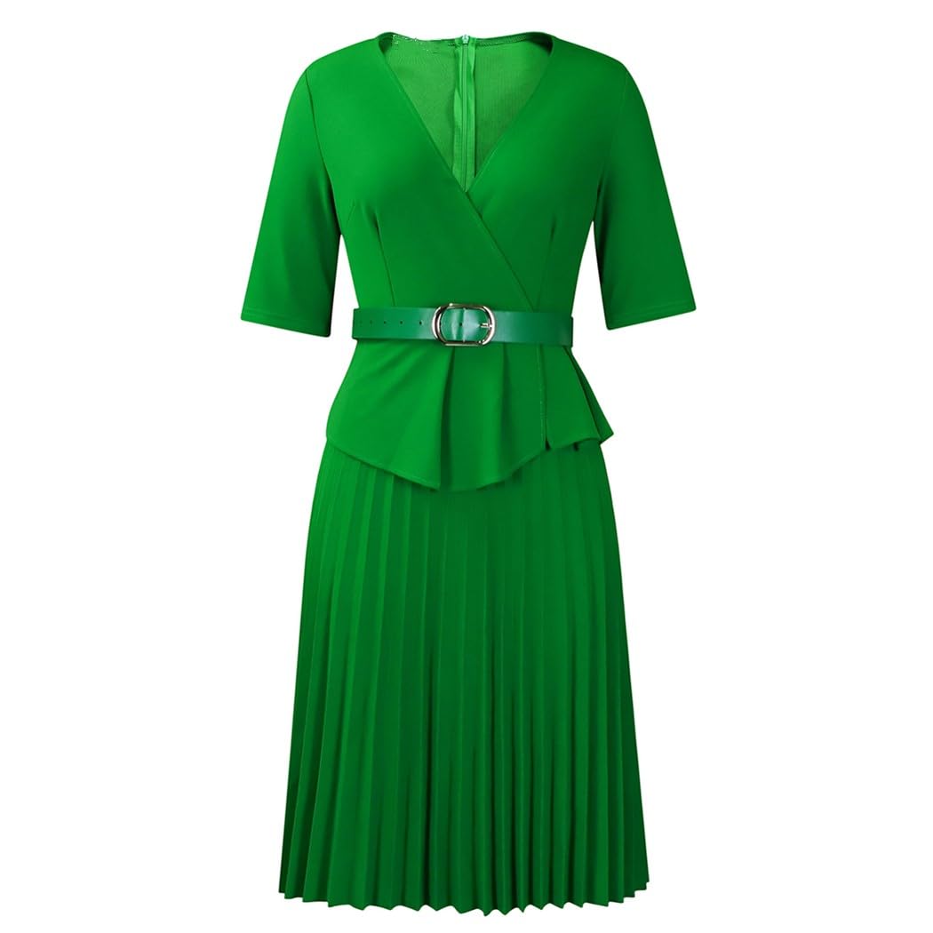 Elegant Dresses for Women Sexy Church Long Ruffles Sleeve Business Pencil Vintage Sheath Peplum Dress Wear to Work