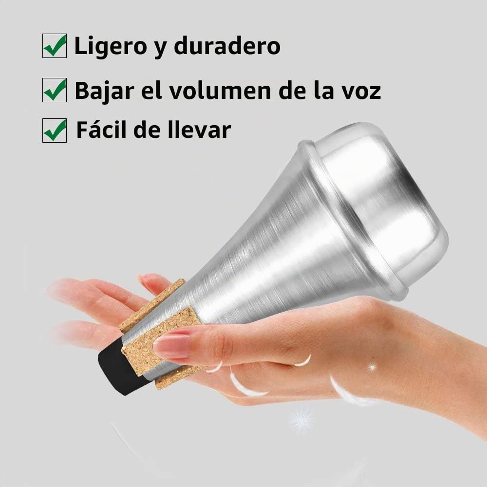 1 PCS Silenciador de Aluminio de Trompeta Sordina de Trompeta de Práctica Silencio Recto de Trompeta Plata Trompeta Mute 135mm x 67mm Trompeta Silenciosa para Reducir Ruído