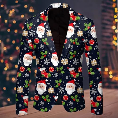 Christmas Blazer Navy Blue Mens Blazer Jacket Slim Fit Navy Blue Suit Jacket Men Slim Fit Solid 5XL No Shoulder Pads Big and Tall Fall Mens Blazers and Sport Coats Classic Fit2