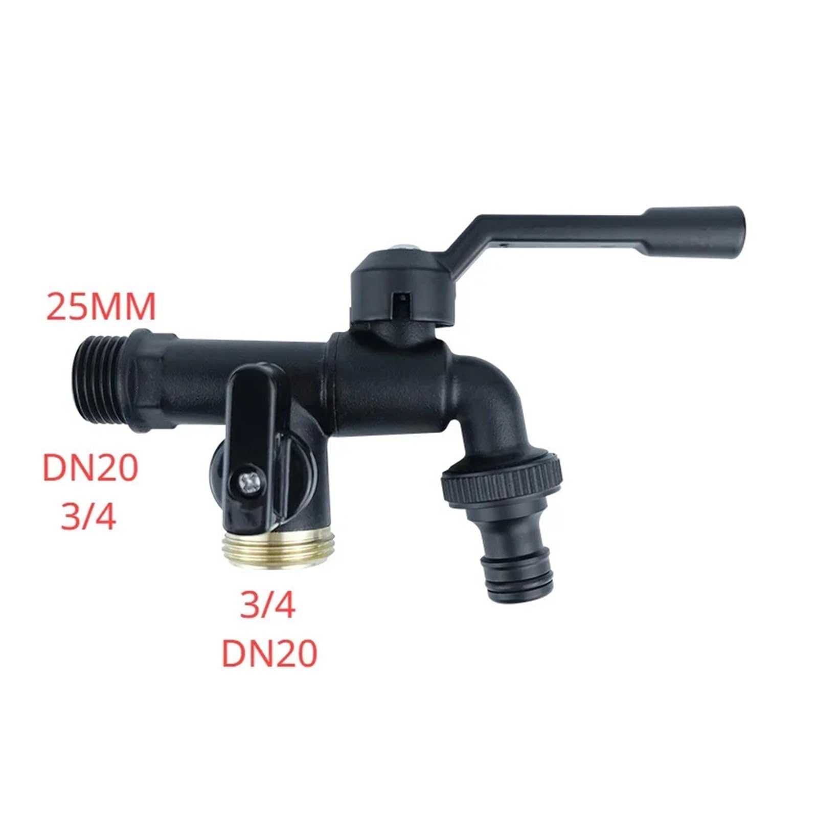 Grifo exterior, Manguera de pared latón negro con doble salida for lavadora 3/4 pulgadas(DN20 Double outlet)