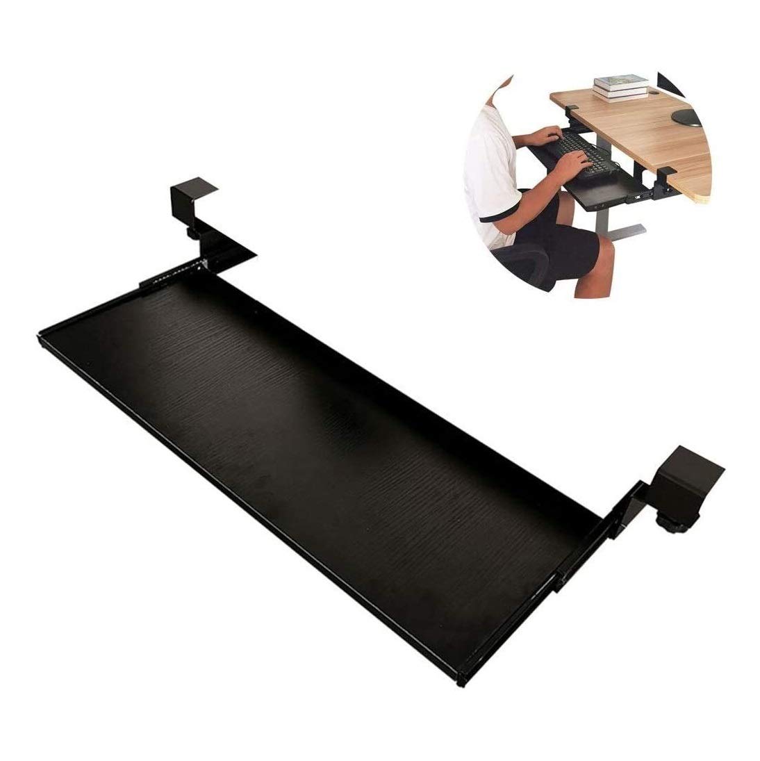 Porta Tastiera Supporto Tastiera Pc Vassoio for Tastiera Scorrevole sotto la Tastiera del Computer e l'estensione del Mouse Estraibile Cassetto della Piattaforma Estraibile