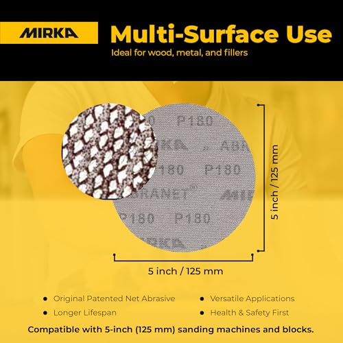 Image of Mirka Abranet 5 Inch 800 Grit Mesh Sanding Discs, Hook and Loop, 50 Pack