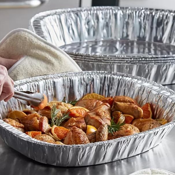 Disposable & Durable Extra Large Oval Turkey Roaster Aluminum Pan For Thanksgiving - 100% Recyclable : Perfect for, Baking & Roasting : 200 Pans
