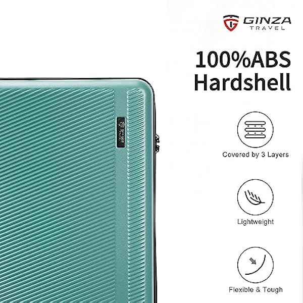 GinzaTravel Valigia Trolley Grande rigido in ABS Leggero 4 Ruote Rotanti Valigie con Blocco TSA (Verde Dimensioni grande)