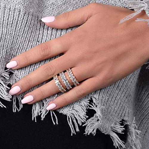 NYC Sterling Women's .925 Silver Cubic Zirconia 5x3mm Oval-Cut Eternity Band Ring3