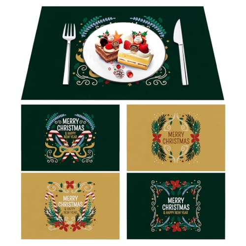 Lvjkes 4 Stück Platzset Weihnachten, 30 x 45 cm Tischsets Abwaschbar - C – Ansicht 1
