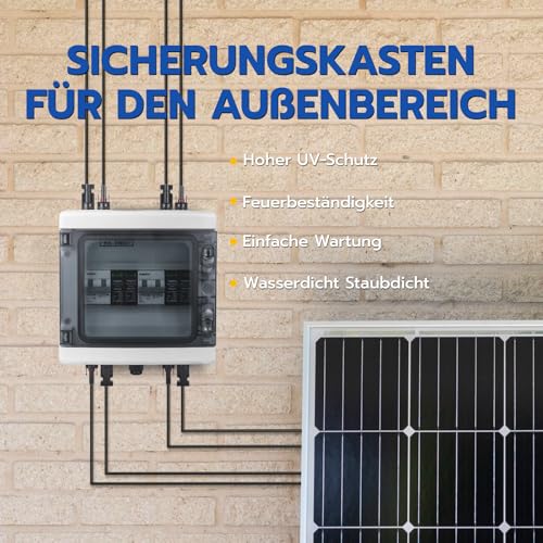 WSPIHO 40A 1000V DC Trennschalter PV Anlage und überspannungsschutz PV für Blitzschutz,Photovoltaik Leitungsschutzschalter Einspeisesteckdose Balkonkraftwerk (2 String)