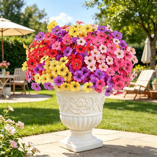 Image of AmyHomie 20 PCS Artificial Flowers for Outdoors, UV Resistant Fake Plants