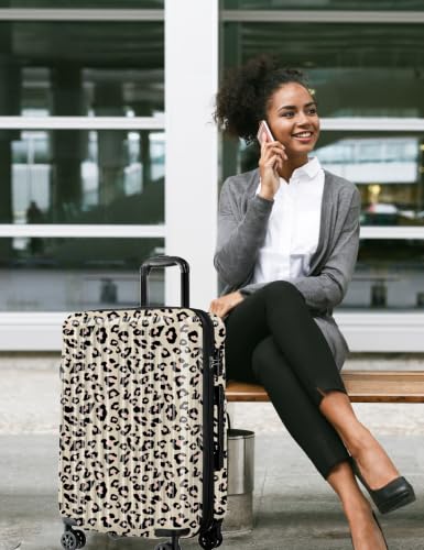 Image of Cheetah Print Carry on Luggage - Airline Approved Suitcases with Spinner Wheels, Built-In TSA Lock,Hard Shell Expandable Suitcases