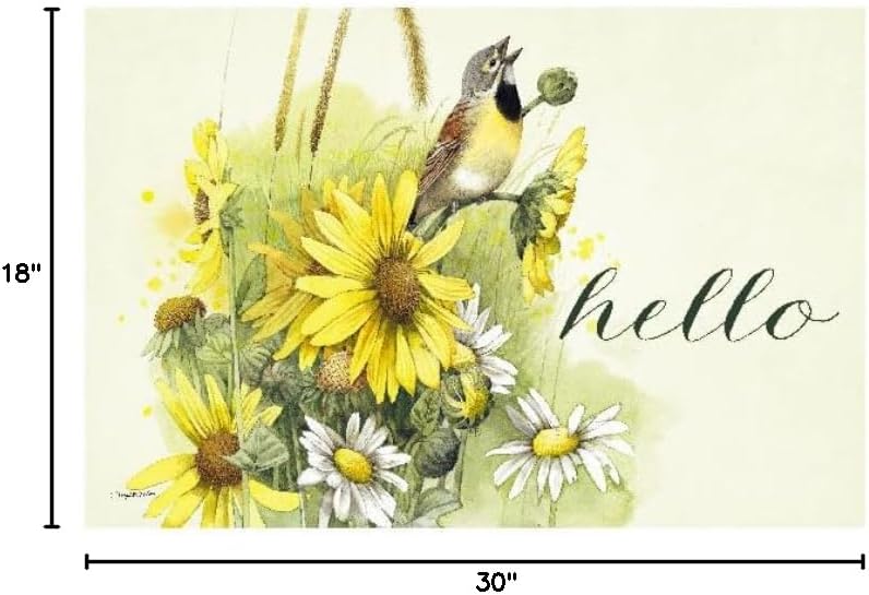 Flagology.com, Marjolein Bastin Spring Bird and Wildflowers Doormat - 18" x 30", Outdoor/Indoor, Heavy Duty Recycled Rubber, Non-Slip Backing, Officially Licensed Marjolein Bastin, Spring