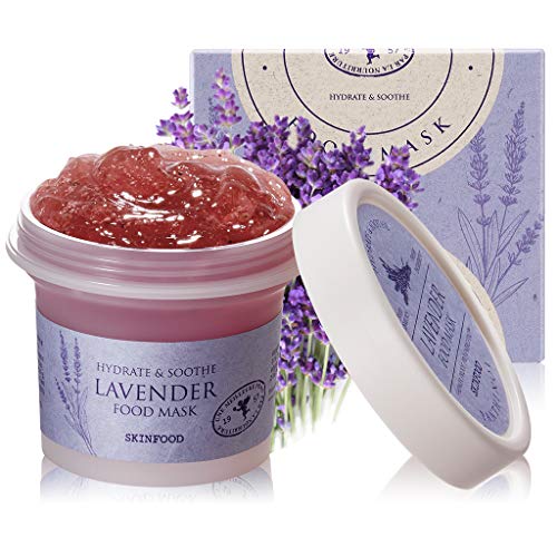 SKINFOOD Lavender Food Mask 120g (4.23 oz.) - Panthenol Contains Hydrating & Cooling Gel Wash-off Mask for Sensitive Skin, Natural Lavender Therapy, Shower-Proof Texture - Wash Off Exfoliating Mask