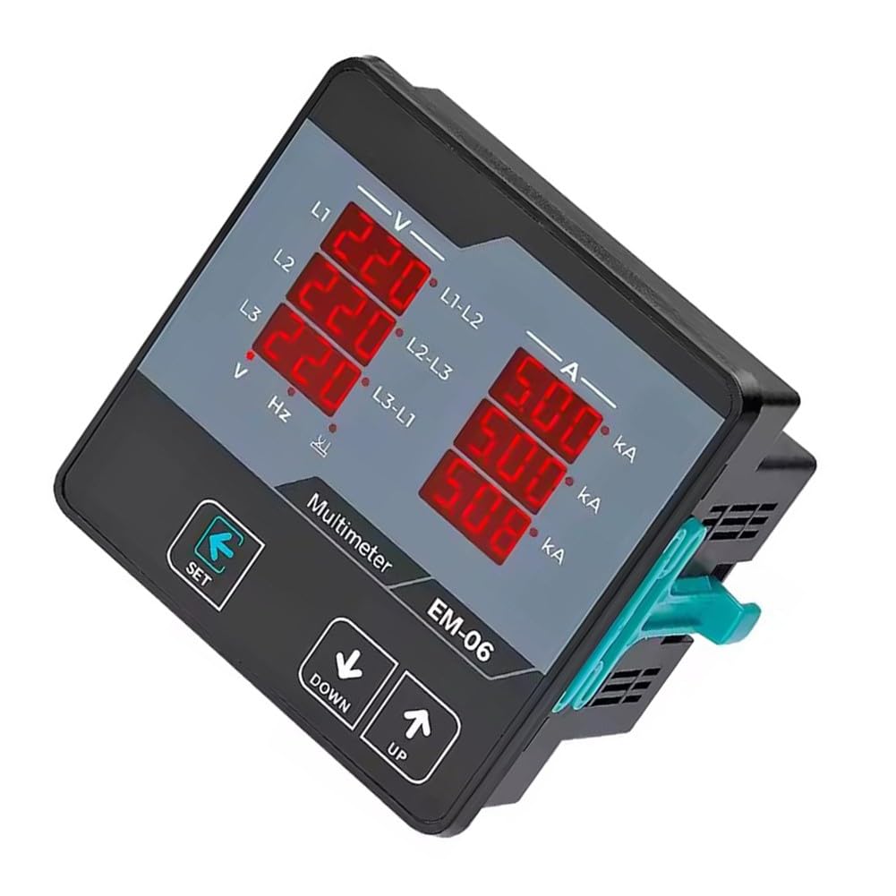 Contatore digitale trifase SEM-06D per corrente alternata, tensione e frequenza, 85-240 V AC, corrente di ingresso 5 A, con indicatore LED e test di fase
