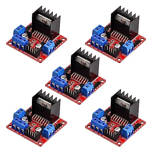 5 Piezas Módulo de Controlador de Motor L298N, Dual H Puente DC Módulo Paso a Paso, L298N Motor Drive Accionamiento Controlador Placa para Arduino Robot Coche Inteligente