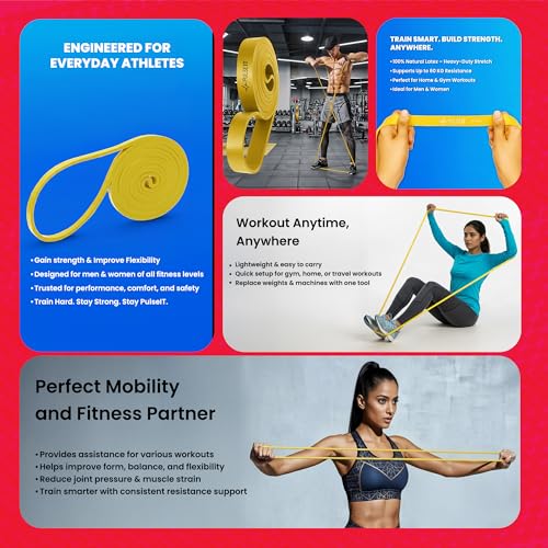 Image of PulseITLoopBand Heavy Resistance Band for Exercise & Stretching, Pull Up Band Suitable in Home & Gym Workout, Power Bands for Men & Women. (Yellow 3-7kg Resistances)(Material: Natural Rubber)