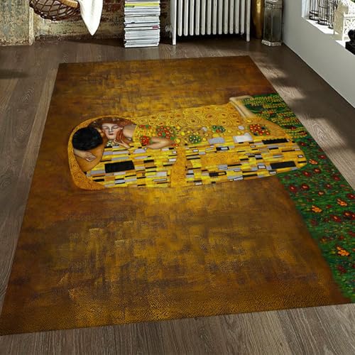 Tapis de salon lavable et antidérapant imprimé Le Baiser