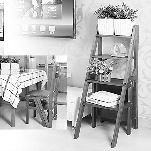 Silla de escalera plegable nogal oscuro y blanco para interiores 4