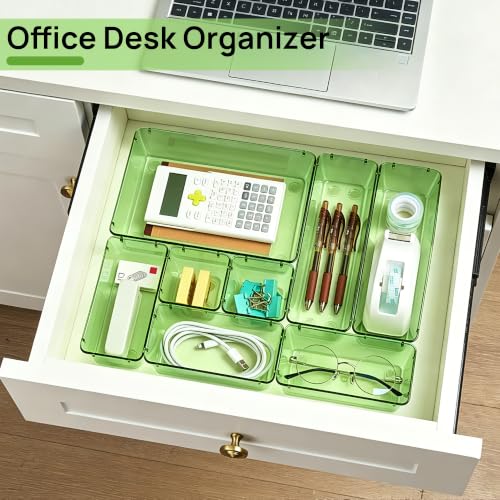 Image of Vtopmart 25 PCS Clear Plastic Drawer Organizers Set, 4-Size Versatile Bathroom and Vanity Drawer Organizer Trays, Storage Bins for Makeup, Bedroom, Kitchen Gadgets Utensils and Office