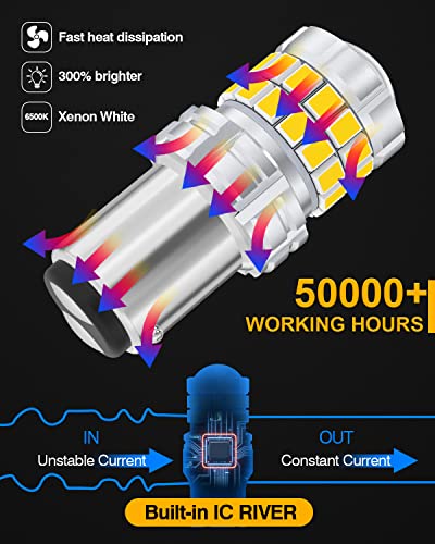 Gosmy 9V-30V 1157 Led Brake Light Bulbs Super Bright 7528 1016 1034 2057 2357 Bay15D Led Bulbs With Projector Replacement For Back Up Reverse/Tail Brake Lights 6000K-6500K Xenon White (Pack Of 2) #TOP4