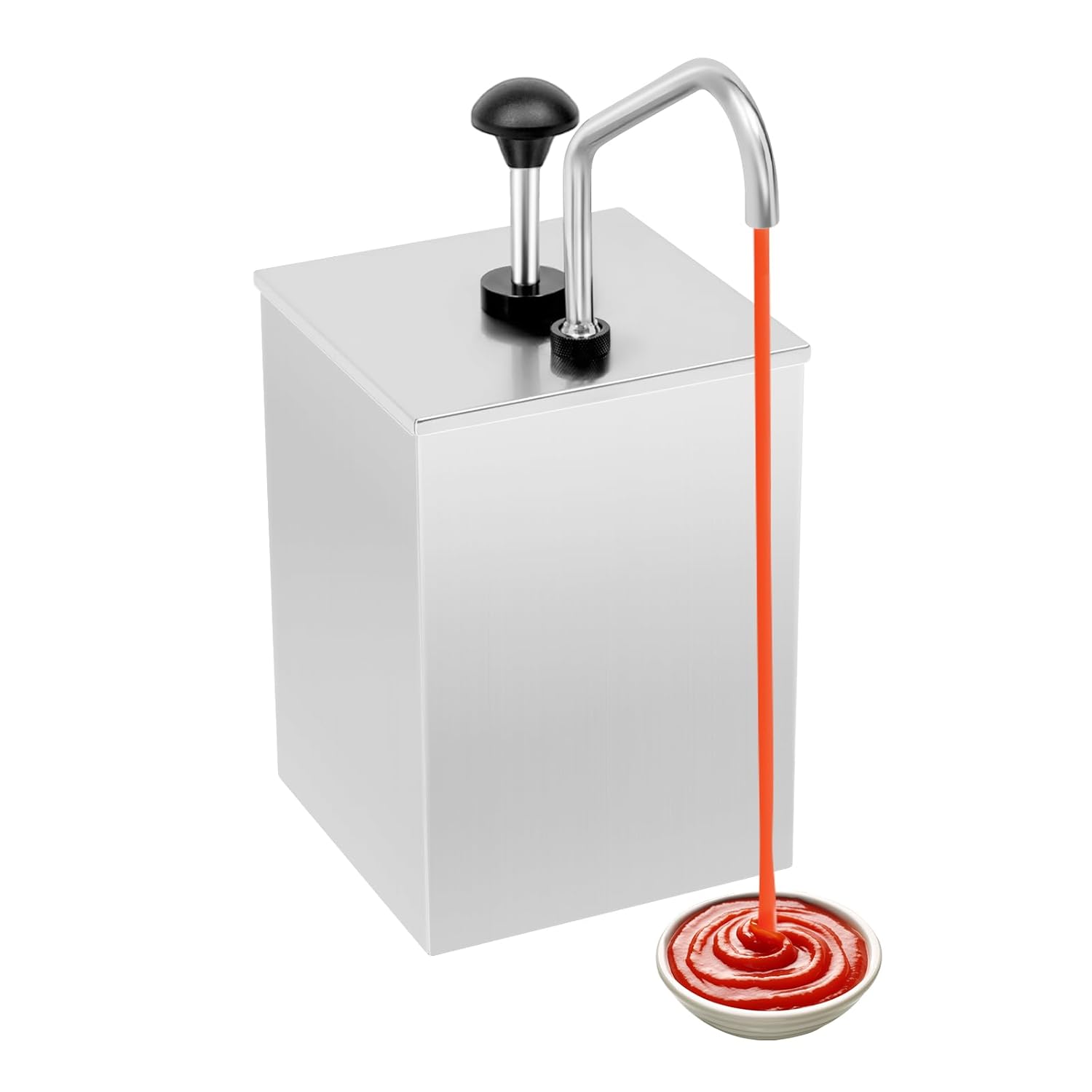 4.2Qt Commercial Sauce Dispenser Pump, 304 Stainless Steel Condiment Pump Station, Squeeze Condiment Dispenser for Ketchup Sauce Syrup Jam Salad Dressing for Home Kitchen Restaurant