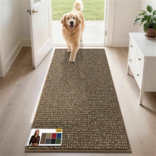 JSEI Dirt Trapper Door Mat 24"x60" Non-Slip Washable Entrance Mat, Dog Doormats, Absorbent & Fade-Resistant Floor Mats, Low Profile Welcome Mats for Entryway, Front Door, and Inside Entrance