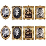 BaiDekun 4 Stück Halloween-Dekoration, Horror-Bilder & beweglicher Portraitrahmen, 3D-Wechselgesicht, gruselige Wanddekoration für Party, Schloss, Spukhaus & Zuhause (Innendekoration)