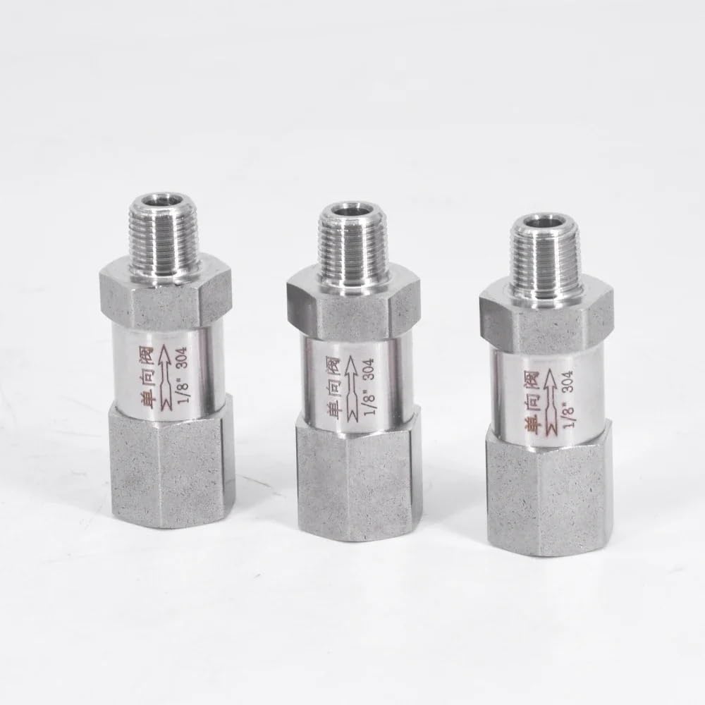Válvula de retención unidireccional hembra NPT de 1/2" antirretorno en línea de acero inoxidable 304 for agua, gas, vapor y aceite.