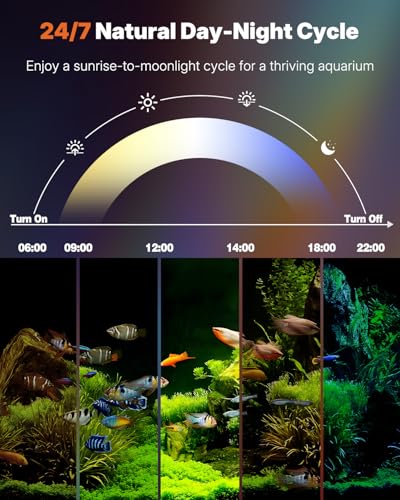 Image of Pawfly 5 W Aquarium LED Light 8 Inch 24 /7 Fish Tank Light with Full Spectrum Brilliant White Blue Red Green Lights Multi-Colored LEDs with D /N Mode Single Color Effects Timer and Adjustable Brightness