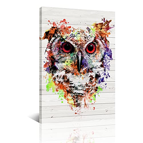 Misolaxi Owl Wall Art Decorations For Home Canvas Print Picture Paintings Framed Artwork Rustic Wood Board Contemporary Decor Bedroom Living Room Office Home Framed Ready To Hang 12"X16" #TOP3