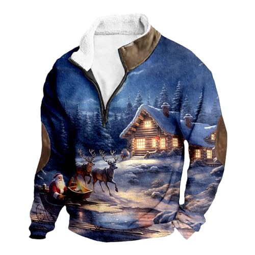 Sweat-shirt homme Noël col montant demi-zip tendance et confortable