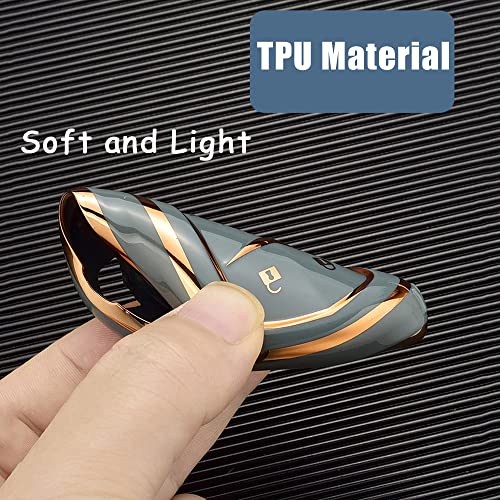 Sanrily Soft Tpu Golden-Edge 6 Button Key Fob Cover For Honda Odyssey Freed Elysion Keyless Full Protection Key Fob Case With Leather Keychain Beige #TOP5